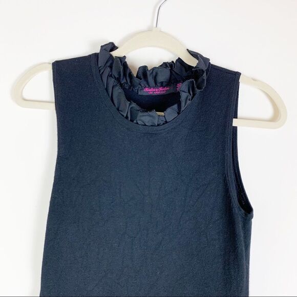 Twelve by Twelve Black LBD with Satiny Ruffle Trim - Picture 2 of 7